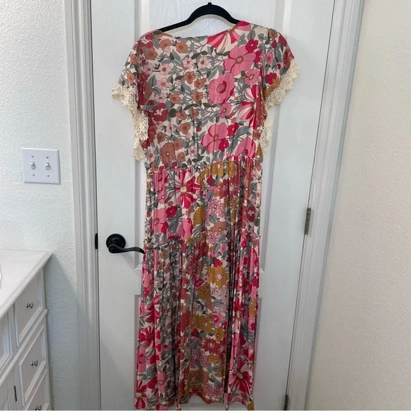 JODIFL Pink and Brown Floral Maxi Dress - Picture 7 of 9